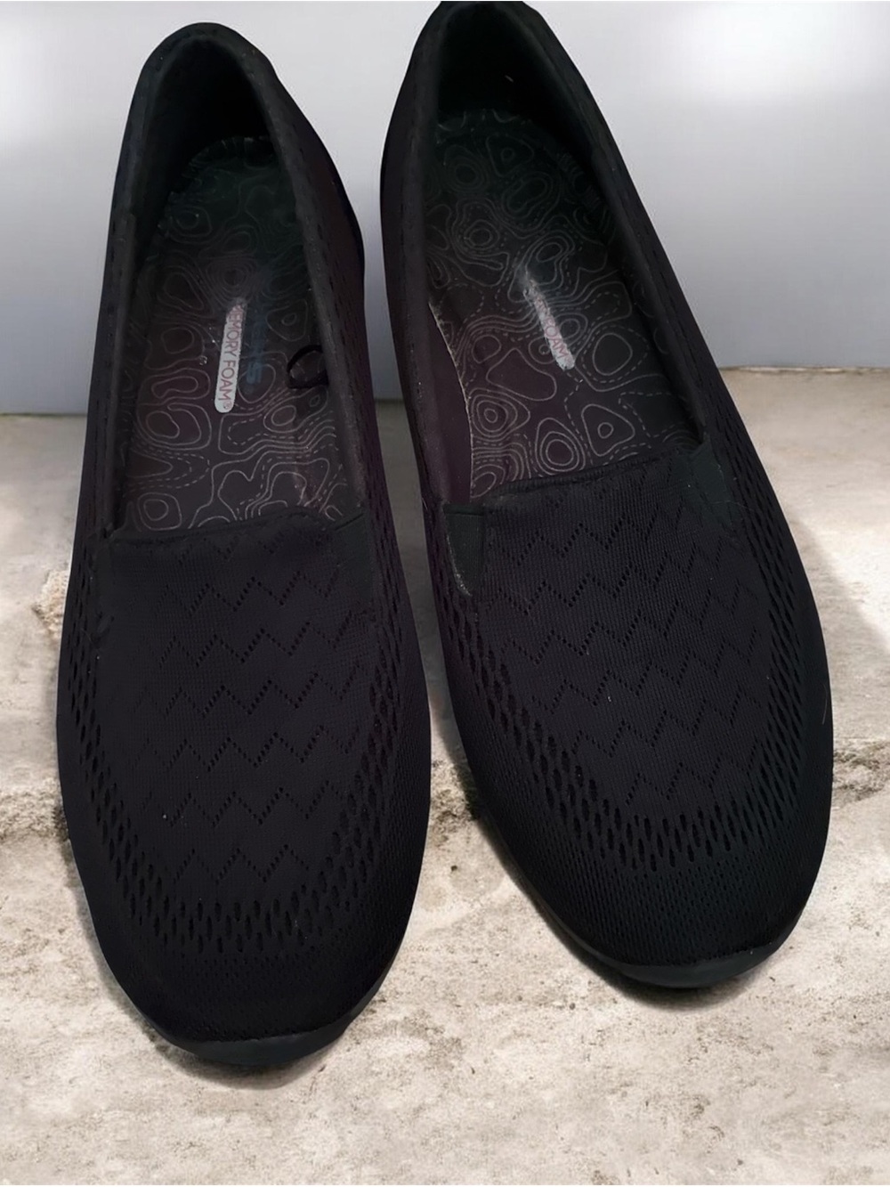 Skechers Black Slip-On Knit Flats
